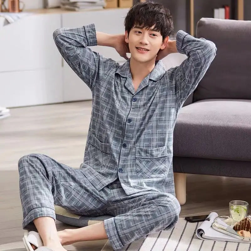 Mens Pajama Sets Home Suit Modern Style