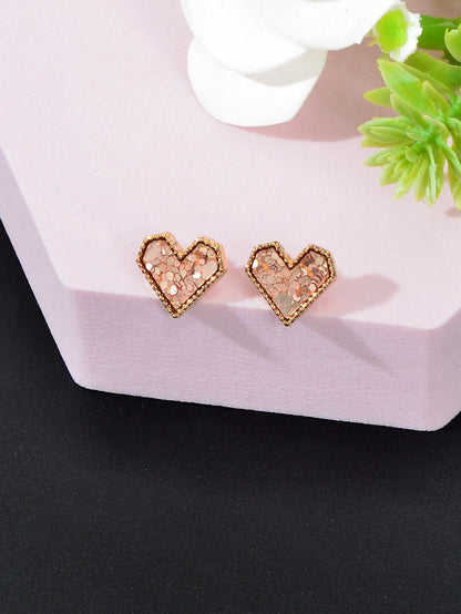 Sparkling Glitter Heart Stud Earrings Shimmering Statement Accessories Jewelry