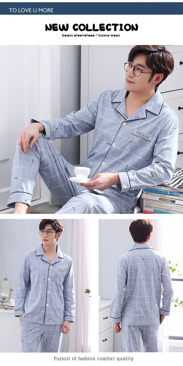 Mens Pajama Sets Home Suit Modern Style