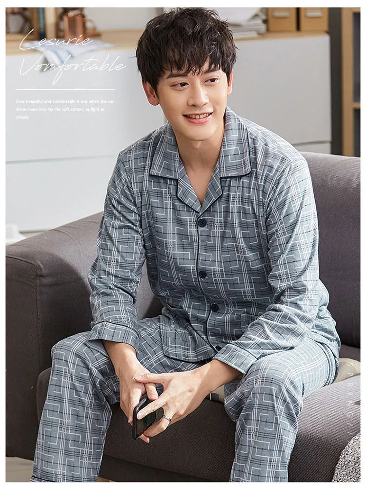 Mens Pajama Sets Home Suit Modern Style