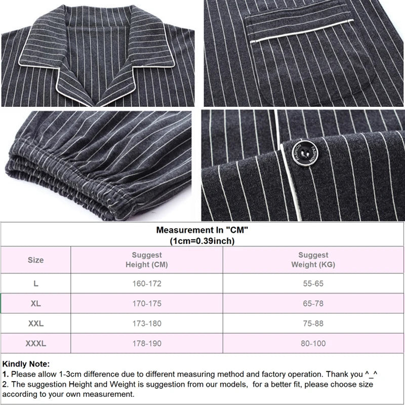 Mens Pajama Sets Home Suit Modern Style