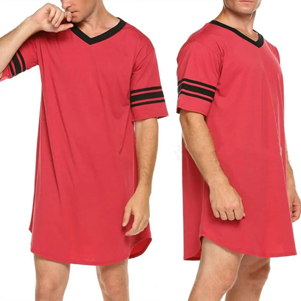 Men Loungewear Contrast Color Men Summer Long T-shirt