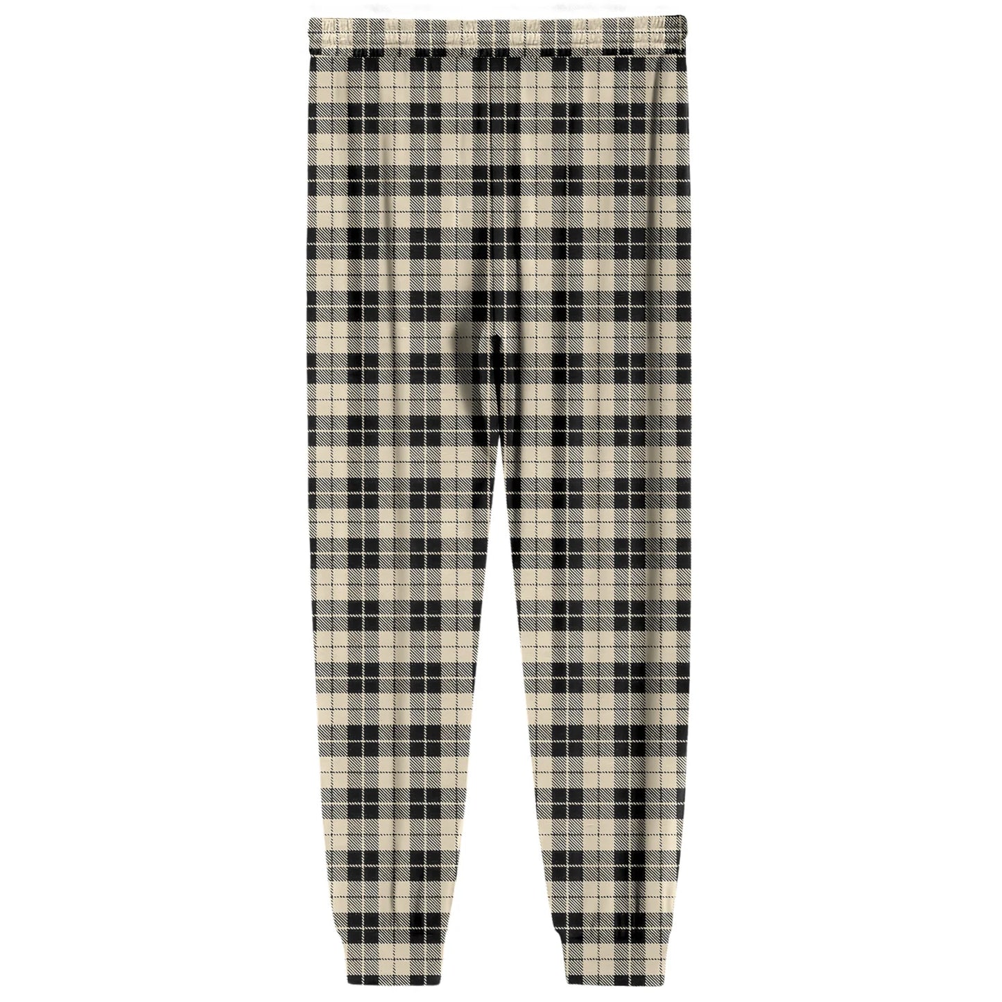 Men Elastic Waist Pants Checkered Print Lounge Sleepwear