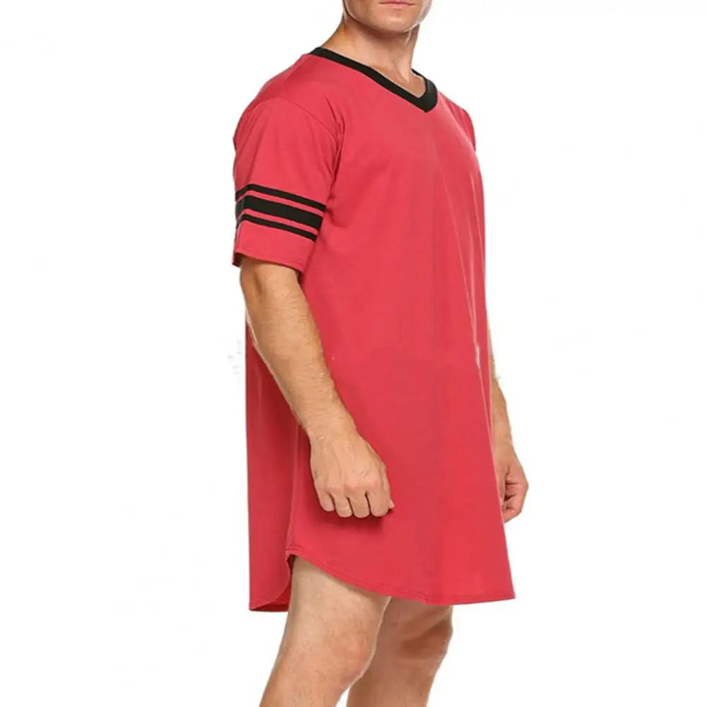 Men Loungewear Contrast Color Men Summer Long T-shirt