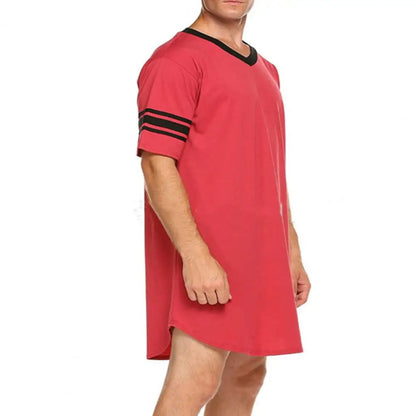 Men Loungewear Contrast Color Men Summer Long T-shirt