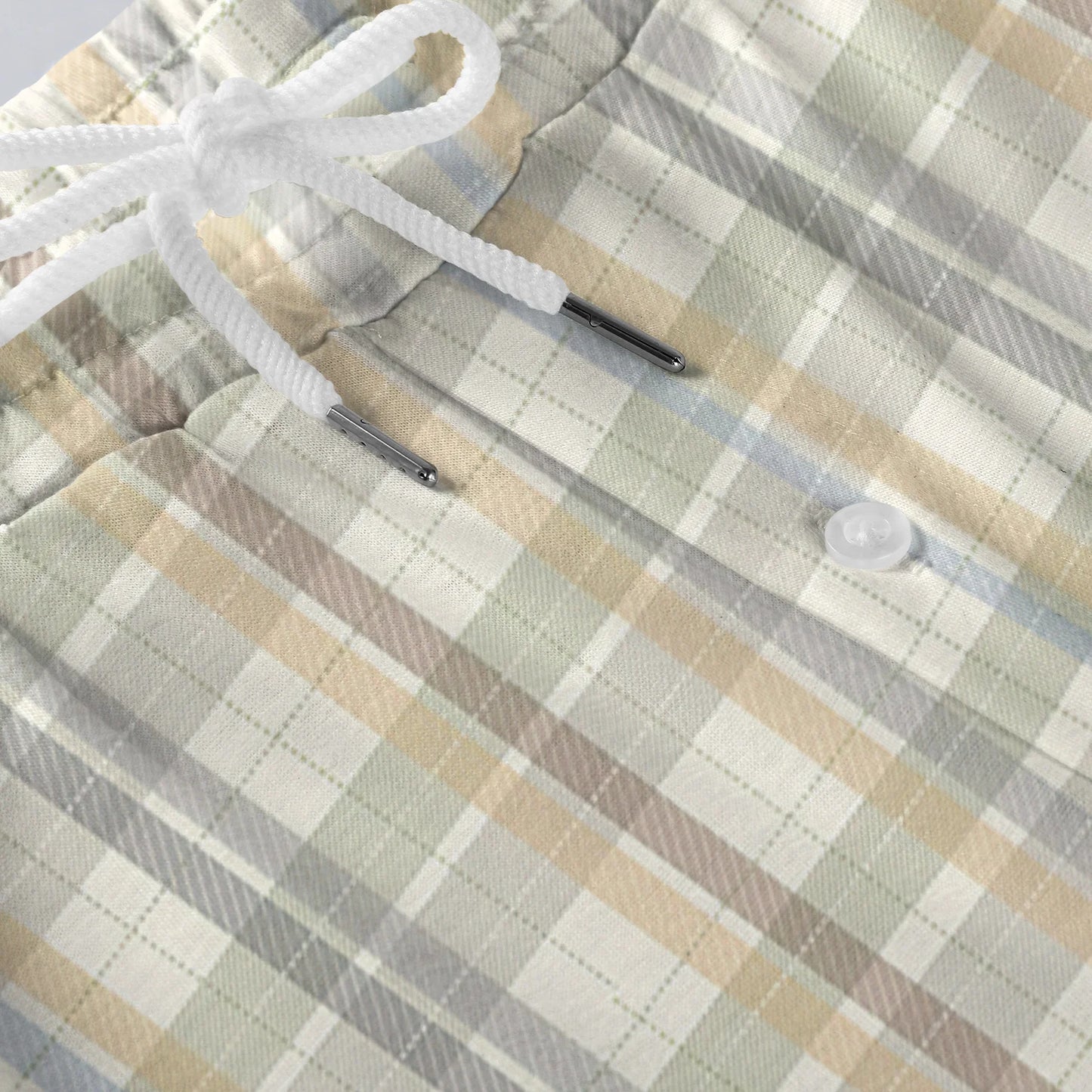 Men Elastic Waist Pants Checkered Print Lounge Sleepwear