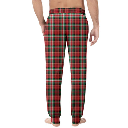 Men Elastic Waist Pants Checkered Print Lounge Sleepwear