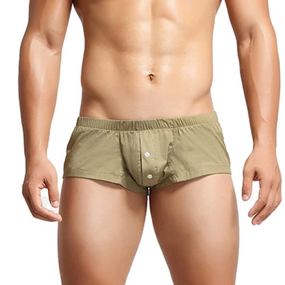 Casual Briefs Mens Crotch Button Underpants Sexy Underwear