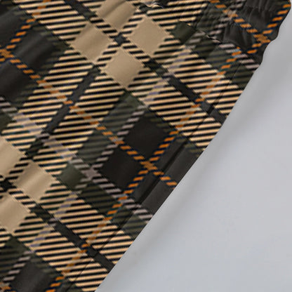 Men Elastic Waist Pants Checkered Print Lounge Sleepwear