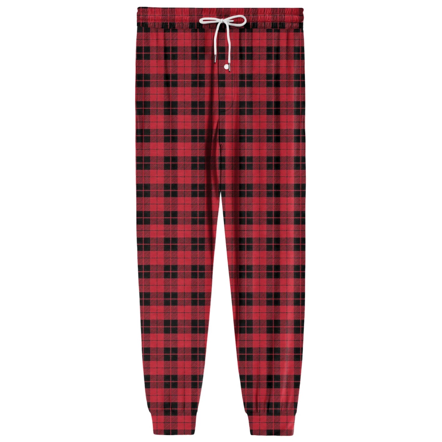 Men Elastic Waist Pants Checkered Print Lounge Sleepwear