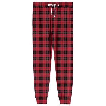 Men Elastic Waist Pants Checkered Print Lounge Sleepwear