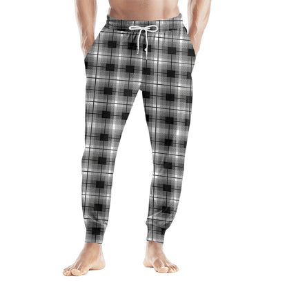 Men Elastic Waist Pants Checkered Print Lounge Sleepwear