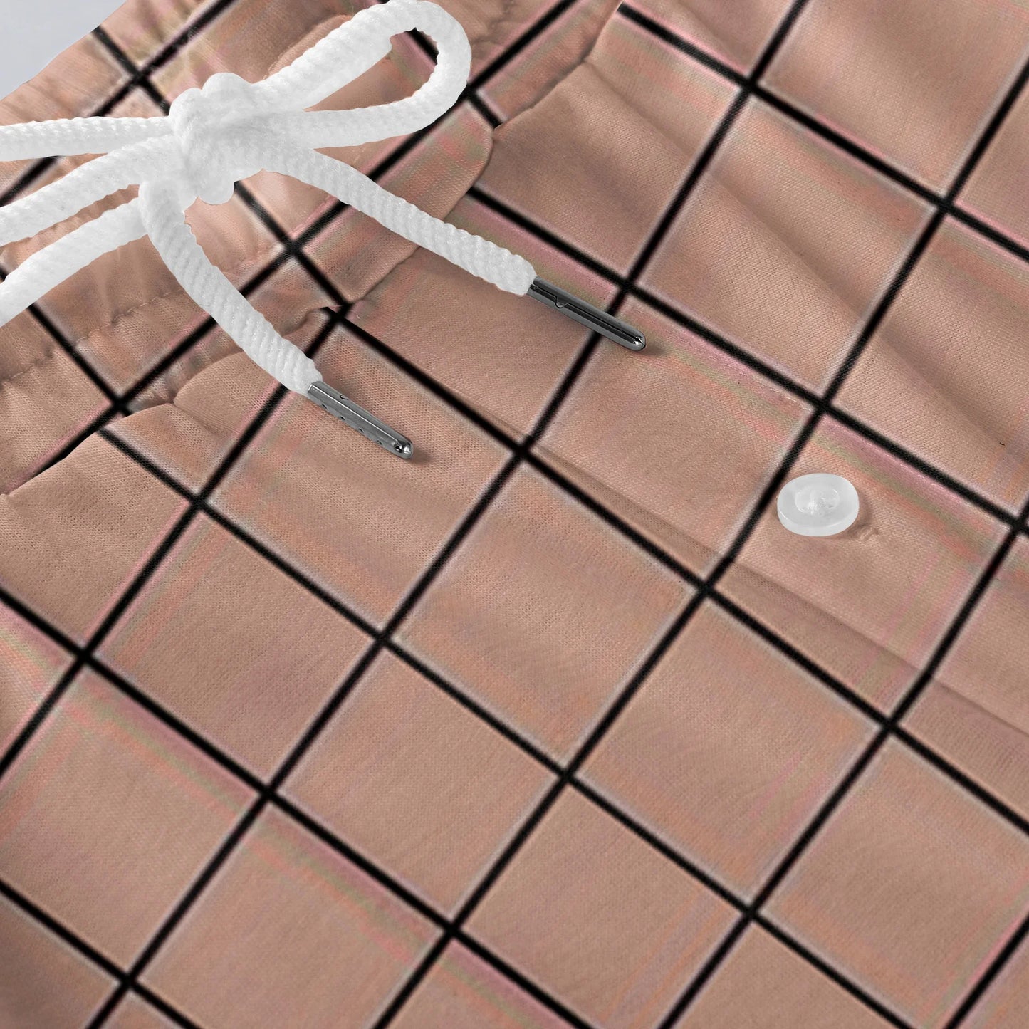 Men Elastic Waist Pants Checkered Print Lounge Sleepwear