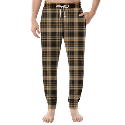 Men Elastic Waist Pants Checkered Print Lounge Sleepwear
