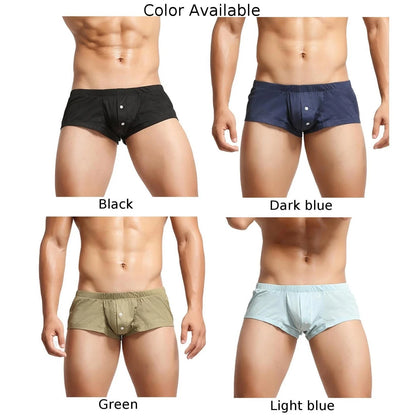 Casual Briefs Mens Crotch Button Underpants Sexy Underwear