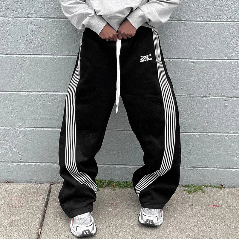 Hip-Hop Streetwear Pant Men Casual Striped Sweatpants