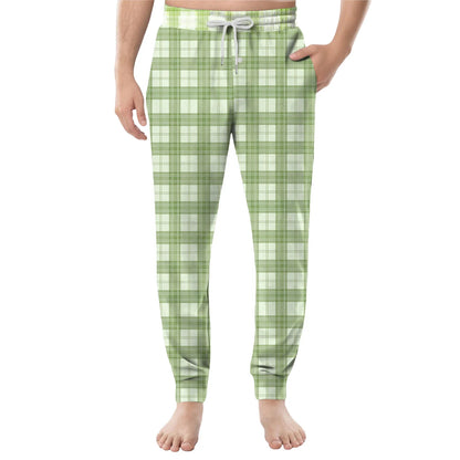Men Elastic Waist Pants Checkered Print Lounge Sleepwear