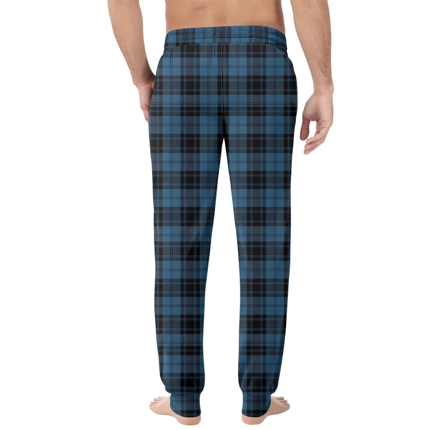 Men Elastic Waist Pants Checkered Print Lounge Sleepwear