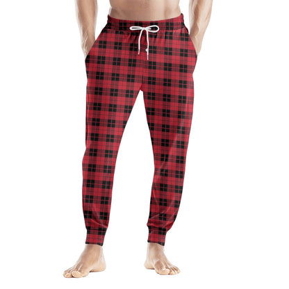 Men Elastic Waist Pants Checkered Print Lounge Sleepwear