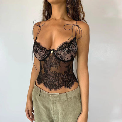 Lace Crop Tops Sexy Lingеrie Spaghetti Straps Tank Top