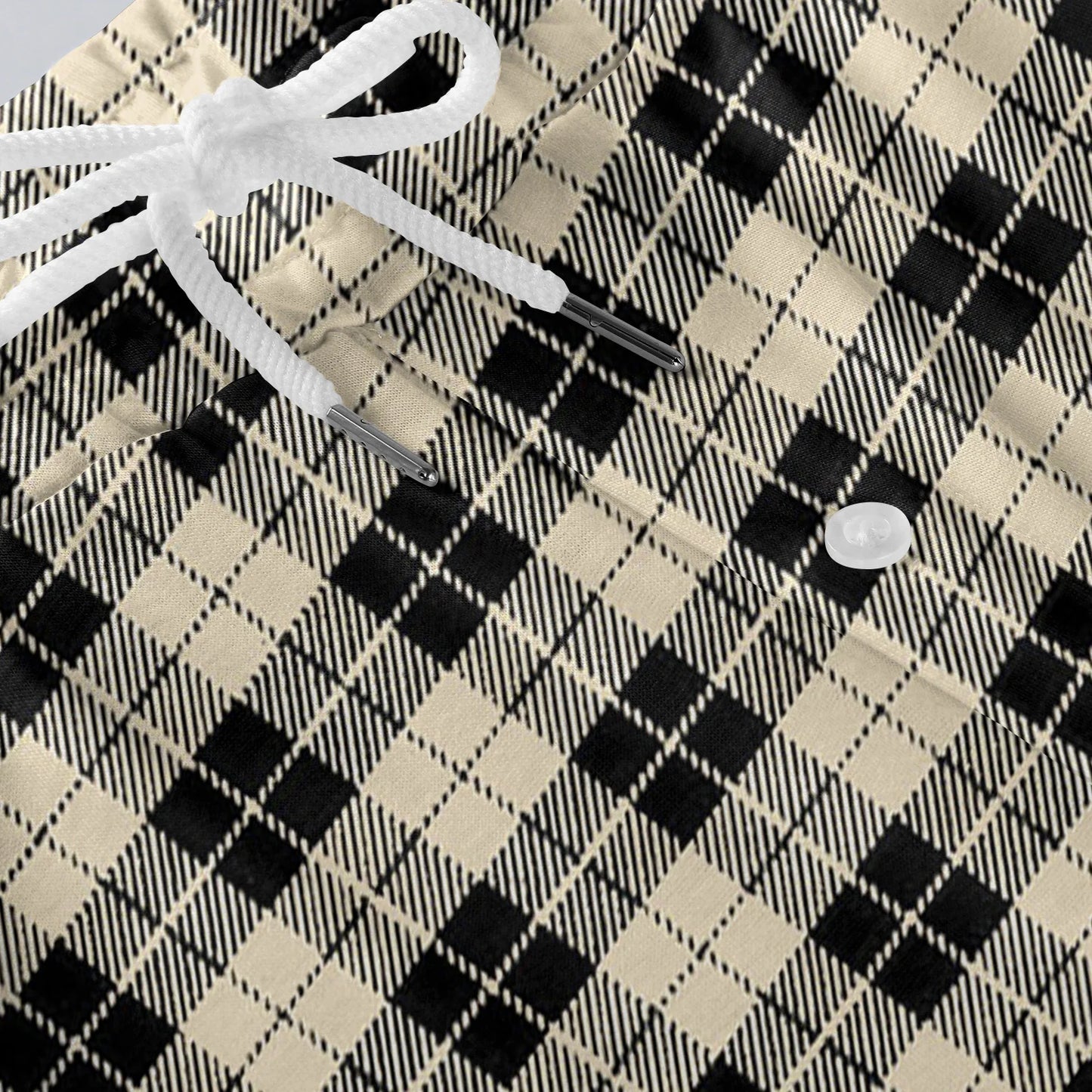 Men Elastic Waist Pants Checkered Print Lounge Sleepwear