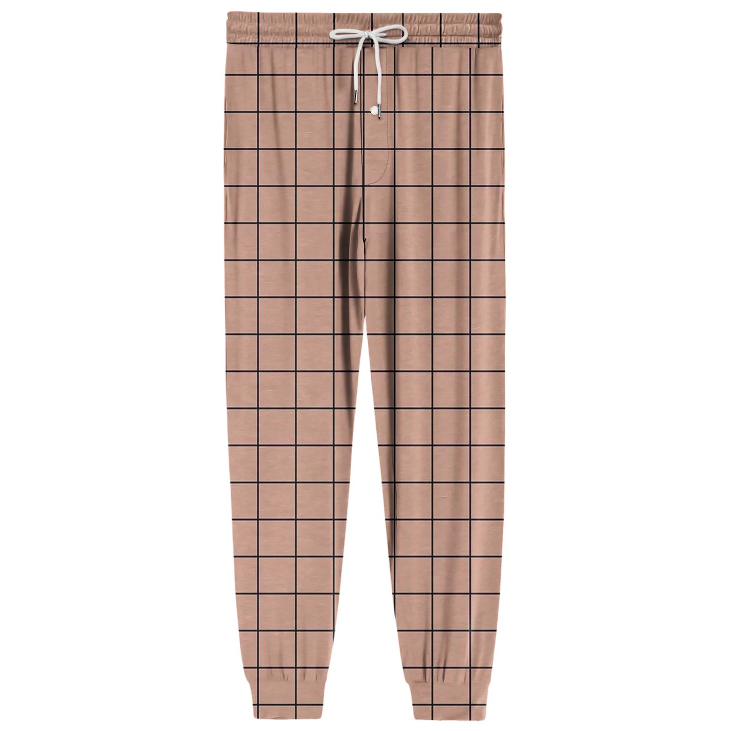 Men Elastic Waist Pants Checkered Print Lounge Sleepwear