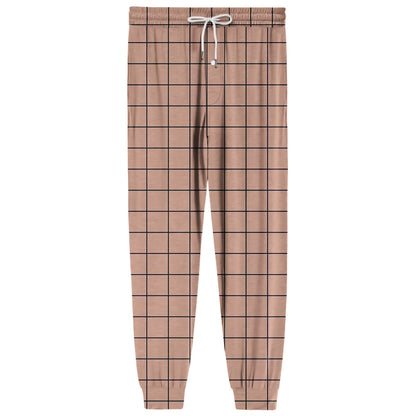 Men Elastic Waist Pants Checkered Print Lounge Sleepwear
