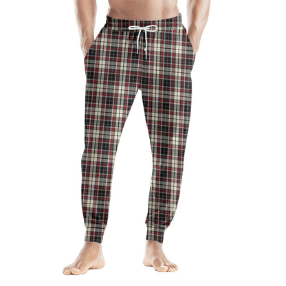 Men Elastic Waist Pants Checkered Print Lounge Sleepwear
