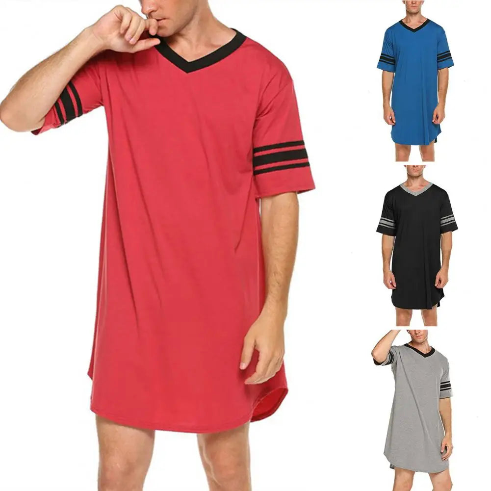 Men Loungewear Contrast Color Men Summer Long T-shirt