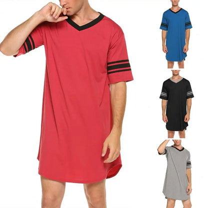 Men Loungewear Contrast Color Men Summer Long T-shirt