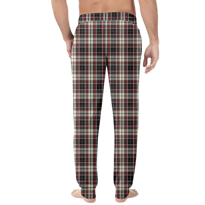 Men Elastic Waist Pants Checkered Print Lounge Sleepwear