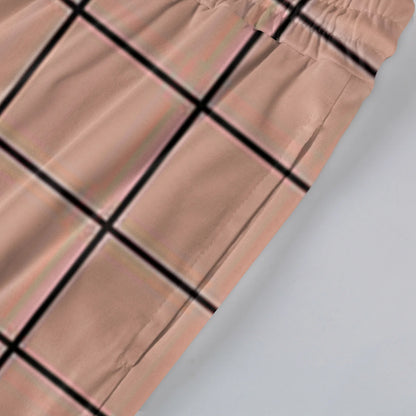 Men Elastic Waist Pants Checkered Print Lounge Sleepwear