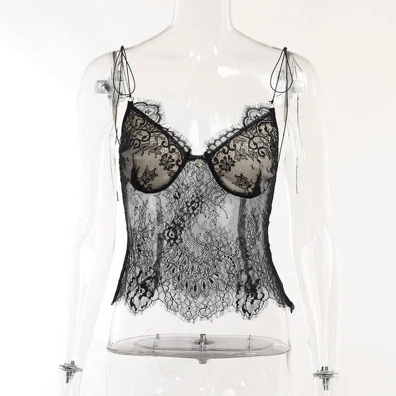 Lace Crop Tops Sexy Lingеrie Spaghetti Straps Tank Top