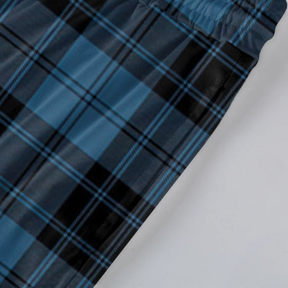 Men Elastic Waist Pants Checkered Print Lounge Sleepwear