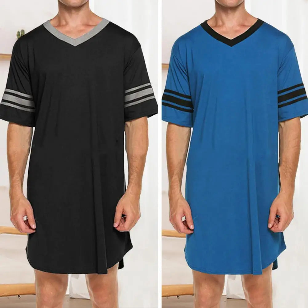 Men Loungewear Contrast Color Men Summer Long T-shirt