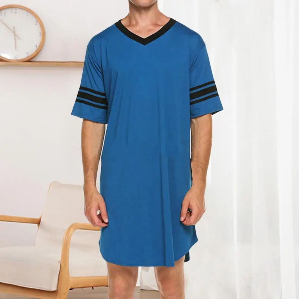Men Loungewear Contrast Color Men Summer Long T-shirt