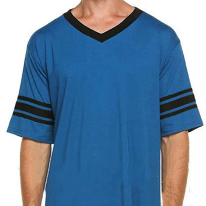 Men Loungewear Contrast Color Men Summer Long T-shirt