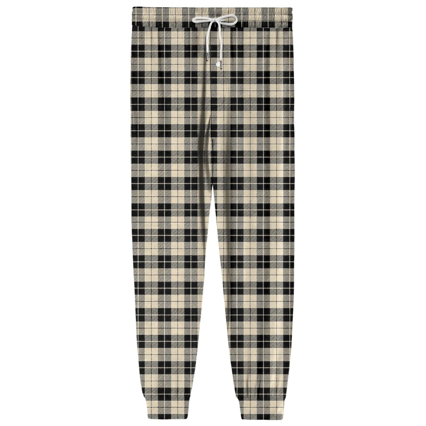 Men Elastic Waist Pants Checkered Print Lounge Sleepwear