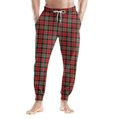 Men Elastic Waist Pants Checkered Print Lounge Sleepwear