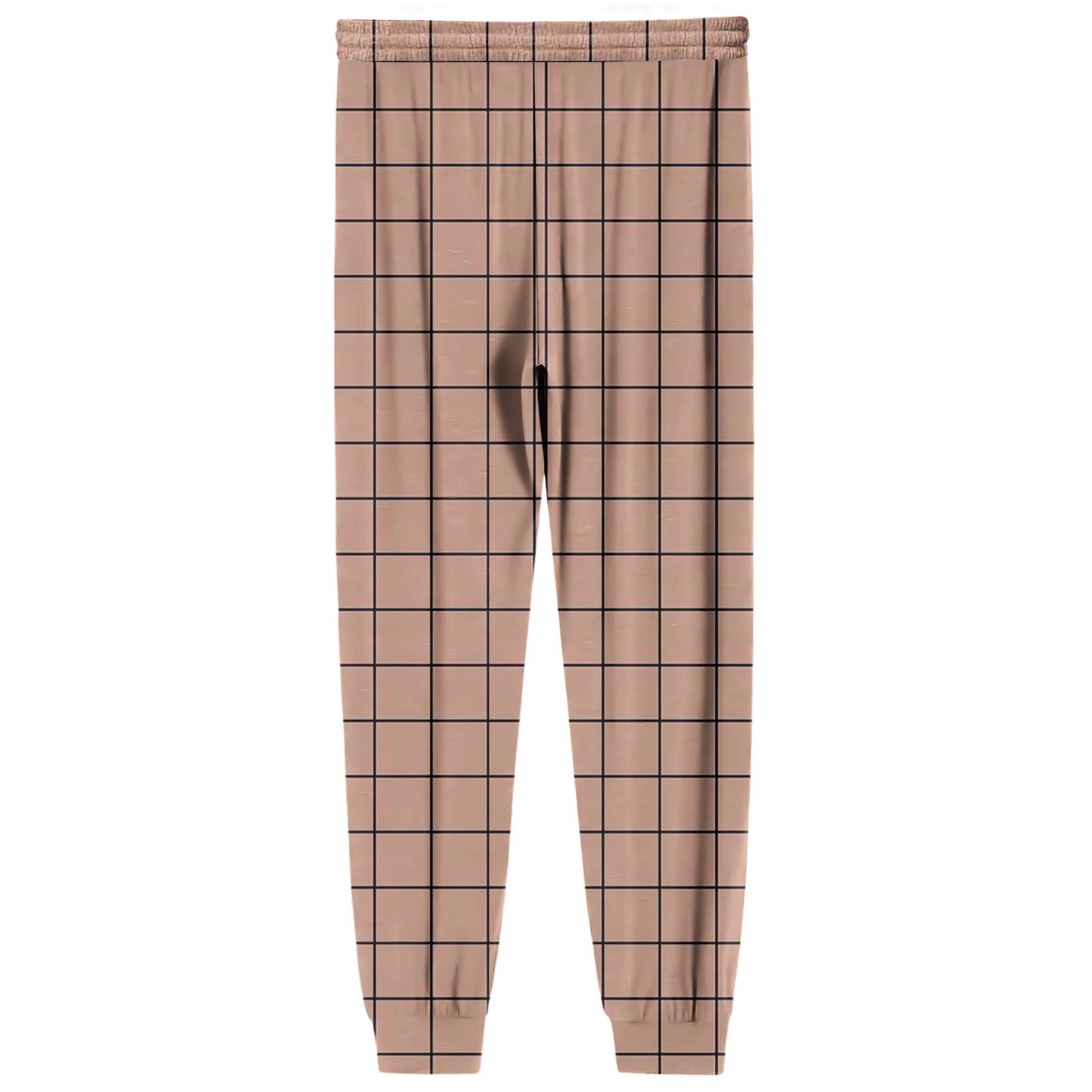 Men Elastic Waist Pants Checkered Print Lounge Sleepwear