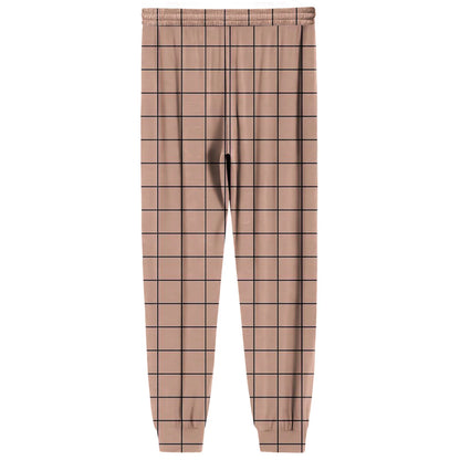 Men Elastic Waist Pants Checkered Print Lounge Sleepwear