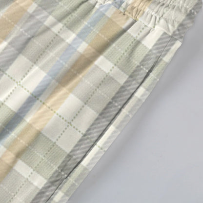 Men Elastic Waist Pants Checkered Print Lounge Sleepwear