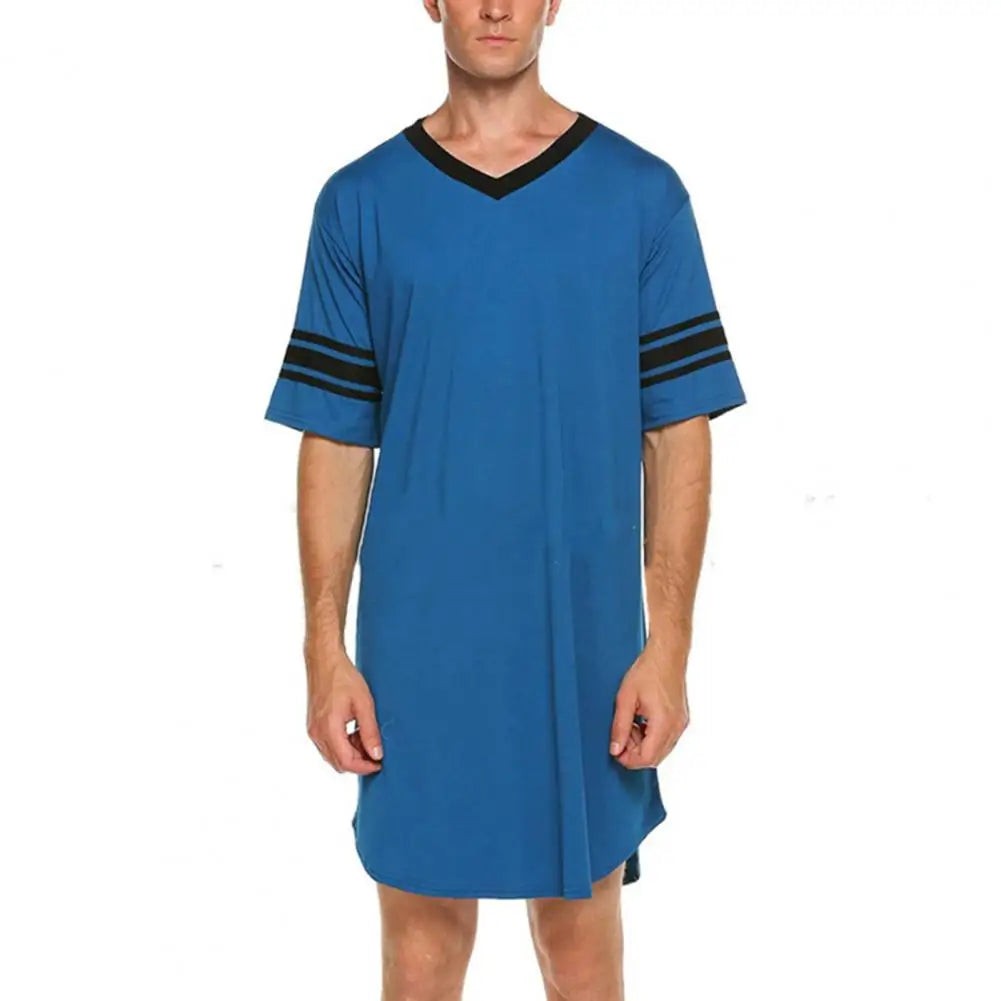 Men Loungewear Contrast Color Men Summer Long T-shirt
