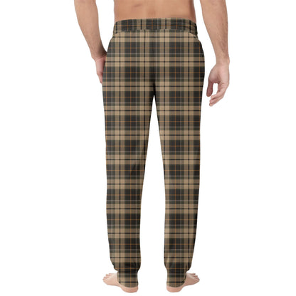 Men Elastic Waist Pants Checkered Print Lounge Sleepwear