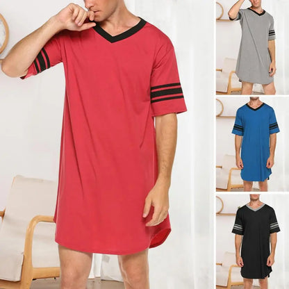 Men Loungewear Contrast Color Men Summer Long T-shirt