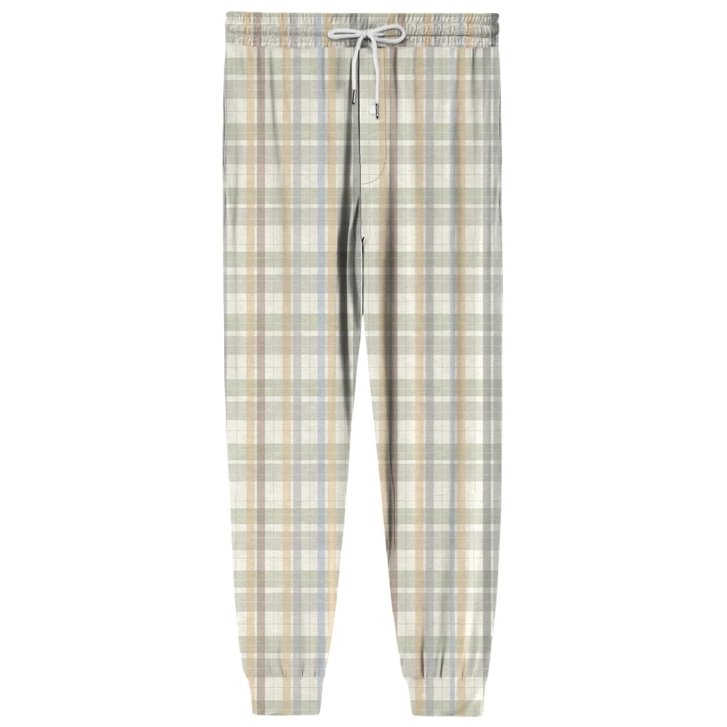 Men Elastic Waist Pants Checkered Print Lounge Sleepwear