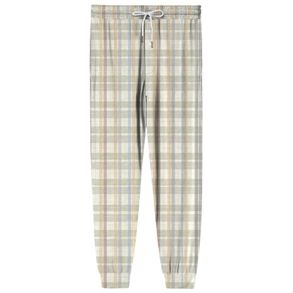 Men Elastic Waist Pants Checkered Print Lounge Sleepwear
