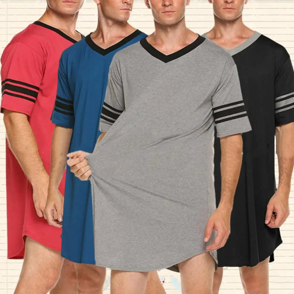 Men Loungewear Contrast Color Men Summer Long T-shirt