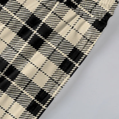 Men Elastic Waist Pants Checkered Print Lounge Sleepwear